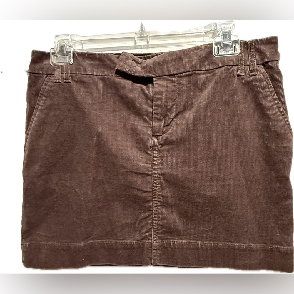 Gap brown fine wale low slung stretch corduroy mini skirt 6